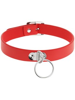 Coquette Chic Desire - Red Vegan Leather Necklace Woman Fetish Accessory