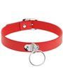 Coquette Chic Desire - Collare in Pelle Vegana Rossa con Anello in Metallo
