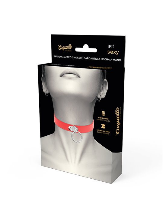 Coquette Chic Desire - Red Vegan Leather Necklace Woman Fetish Accessory