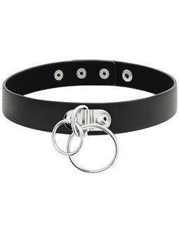 Coquette Chic Desire - Double Ring Vegan Leather Choker