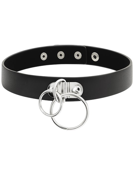 Coquette Chic Desire - Double Ring Vegan Leather Choker