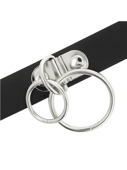 Coquette Chic Desire - Double Ring Vegan Leather Choker