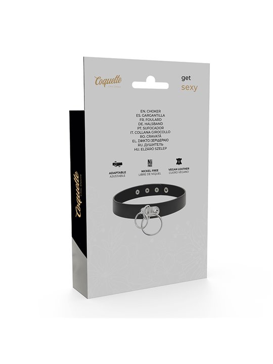 Coquette Chic Desire - Double Ring Vegan Leather Choker