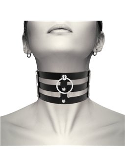Coquette Chic Desire - Collare Triplo in Pelle Vegana Nera - Taglia Unica