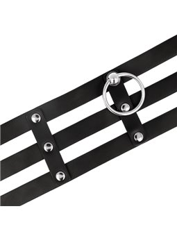 Coquette Chic Desire - Collare Triplo in Pelle Vegana Nera - Taglia Unica