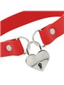 Coquette Chic Desire - Collare in Pelle Vegana Rossa con Lucchetto Cuore