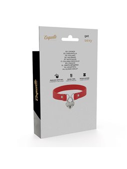 Coquette Chic Desire - Red Vegan Leather Necklace with Heart Accessory with Key