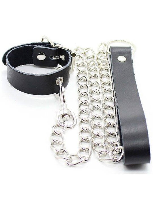 Ohmama Fetish - Penis Necklace And Leather Strap With Metal Chain