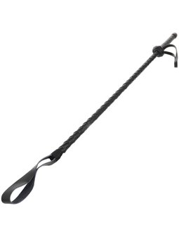 Darkness Bondage Whip - Frusta Nera con Punta in Pelle - 60 Cm