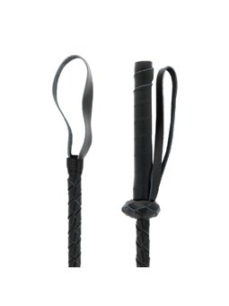 Darkness Bondage Whip - Frusta Nera con Punta in Pelle - 60 Cm