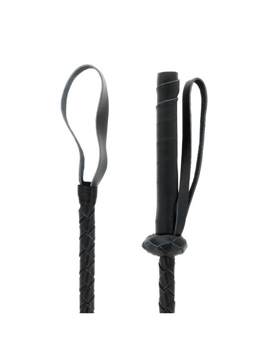 Darkness Bondage Whip - Frusta Nera con Punta in Pelle - 60 Cm