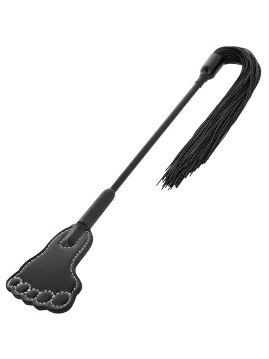 Darkness Bondage - Pagaia a Forma di Piede + Frusta in Pelle Vegana Nera 2 in 1