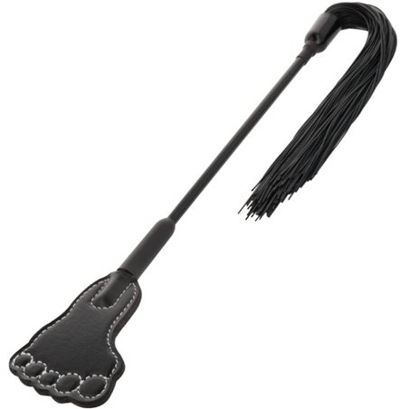 Darkness Bondage - Pagaia a Forma di Piede + Frusta in Pelle Vegana Nera 2 in 1