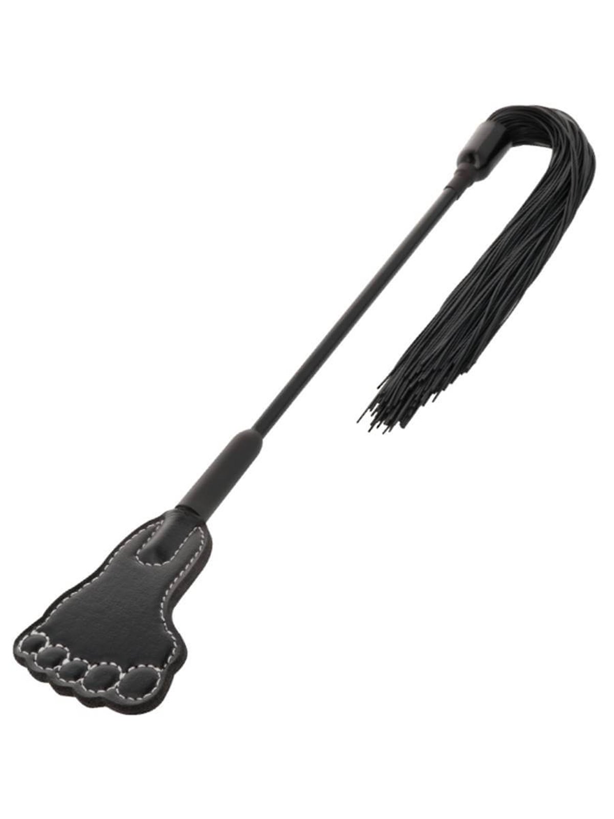 Darkness Bondage - Pagaia a Forma di Piede + Frusta in Pelle Vegana Nera 2 in 1