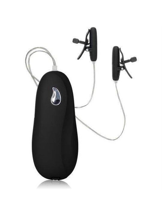 CalExotics Nipple Play - Pinze Vibranti e Riscaldanti per Capezzoli - Nero