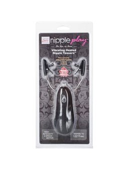 CalExotics Nipple Play - Pinze Vibranti e Riscaldanti per Capezzoli - Nero
