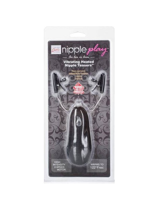 CalExotics Nipple Play - Pinze Vibranti e Riscaldanti per Capezzoli - Nero