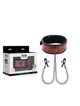 Begme - Red Edition Collar with Nipple Clamps with Neoprene Lining