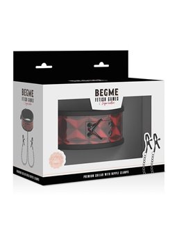 Begme - Red Edition Collar with Nipple Clamps with Neoprene Lining