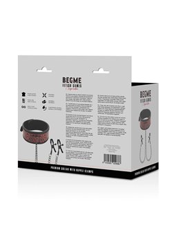 Begme - Red Edition Collar with Nipple Clamps with Neoprene Lining