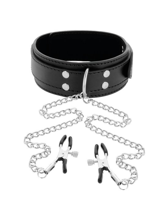 Darkness - Collar with Nipple Clamps Black