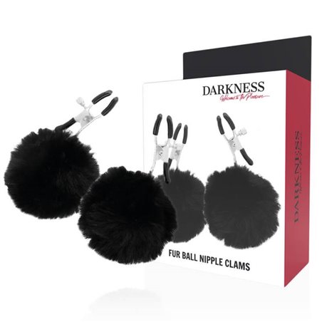 Darkness Fur Ball Nipple Clams - Morsetti per Capezzoli in Metallo con Pompon