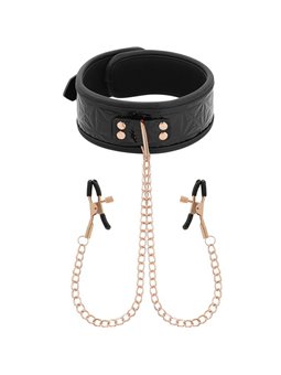Begme Black Edition - Collare in Pelle Vegana con Morsetti per Capezzoli