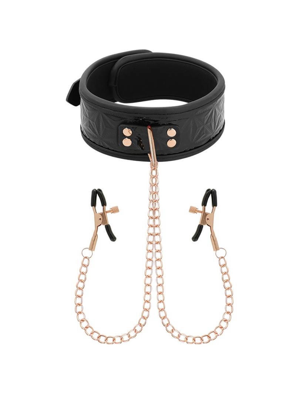 Begme Black Edition - Collare in Pelle Vegana con Morsetti per Capezzoli