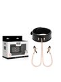 Begme Black Edition - Collare in Pelle Vegana con Morsetti per Capezzoli