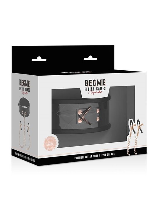 Begme - Black Edition Collar with Nipple Clamps with Neoprene Lining