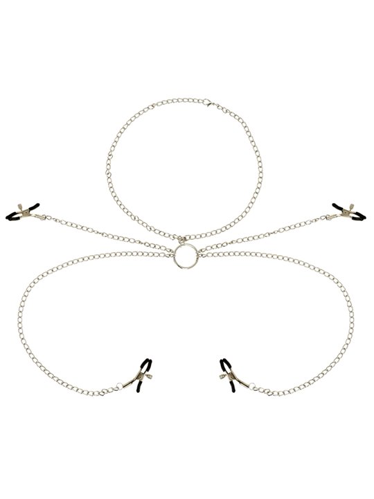 Ohmama Fetish 4 Nipple Clamps With Chain Necklace