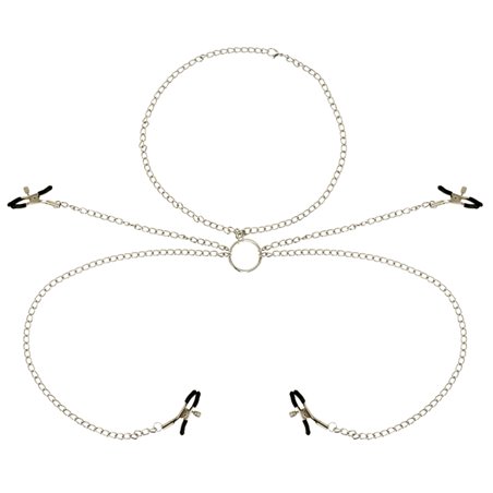 Ohmama Fetish 4 Nipple Clamps With Chain Necklace