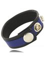 Leather Body Cock And Ball Strap With Snaps - Black And Blue