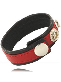 Leather Body - Adjustable Leather Strap for Penis Red-Black