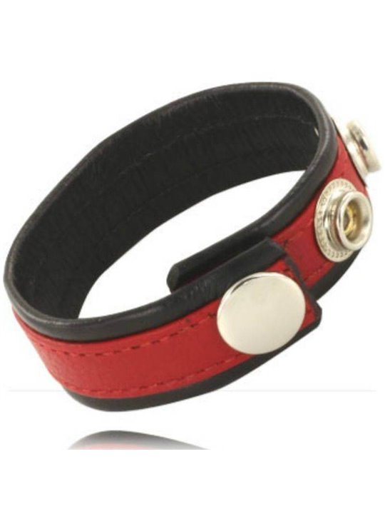 Leather Body - Adjustable Leather Strap for Penis Red-Black
