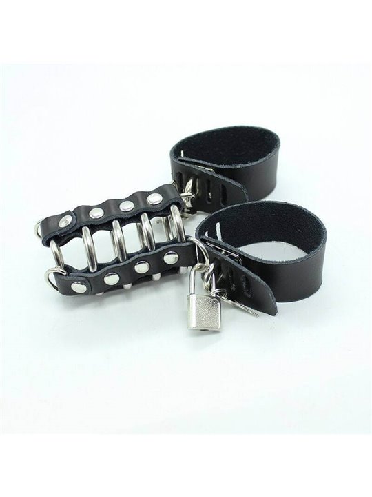 Ohmama Fetish - Penis Cage With Metal Rings And Leather Straps