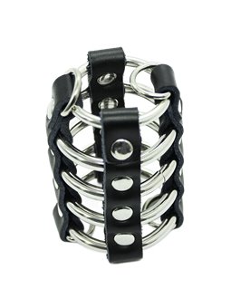 Ohmama Fetish - Penis Cage With Metal Rings And Leather Straps