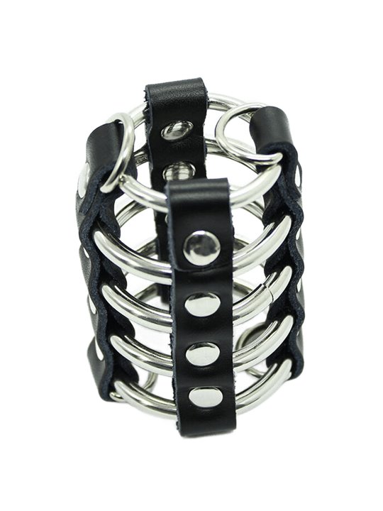 Ohmama Fetish - Penis Cage With Metal Rings And Leather Straps