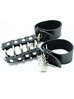Ohmama Fetish - Penis Cage With Metal Rings And Leather Straps