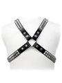 Leather Body Bdsm - Imbracatura in Pelle Nera con Borchie