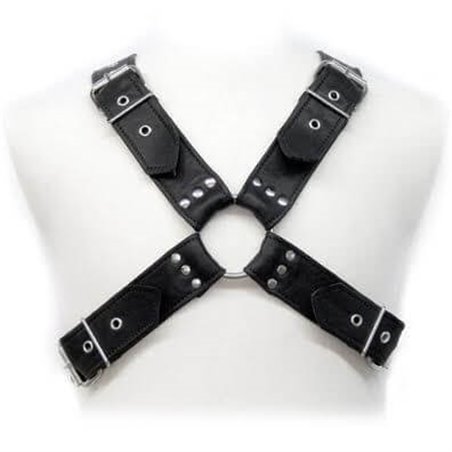 Leather Body Bdsm - Imbracatura in Pelle Nera con Fibbie per Uomo