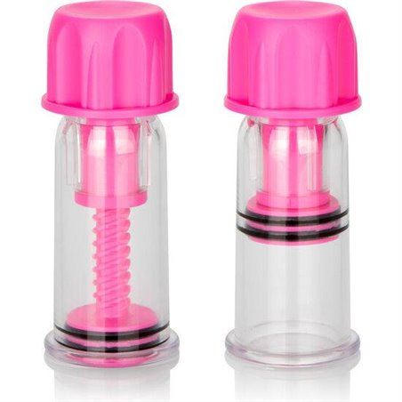 CalExotics Vacuum Twist Suckers - Pompa per Stimolazione Capezzoli - Rosa