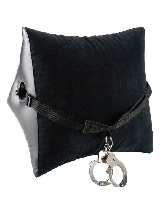 Fetish Fantasy Series - Cuscino Bondage Fetish Nero con Manette in Acciaio