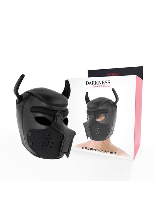 Darkness Black Neoprene Puppy Hood - Maschera da Cane con Museruola Removibile M