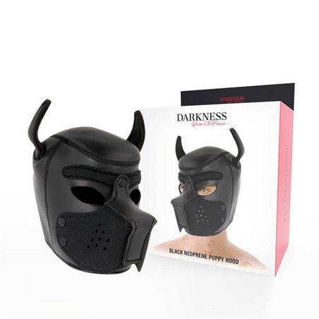 Darkness Black Neoprene Puppy Hood - Maschera da Cane con Museruola Removibile M