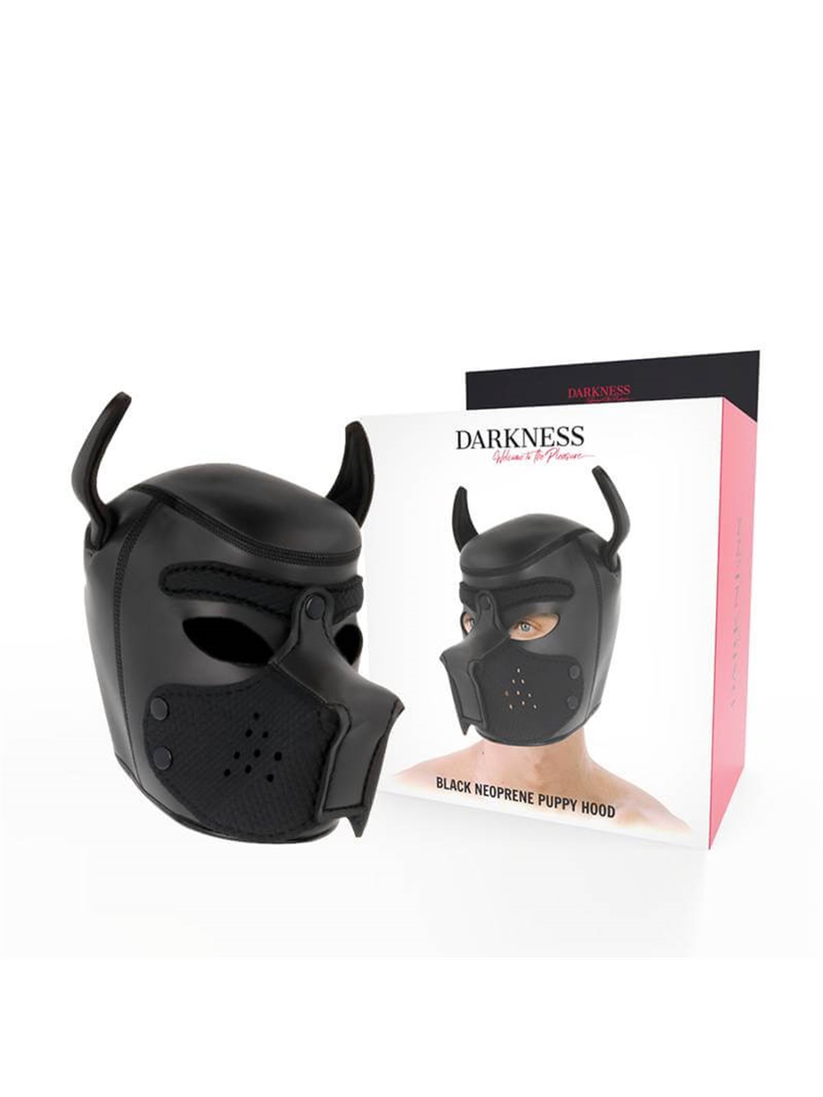 Darkness Black Neoprene Puppy Hood - Maschera da Cane con Museruola Removibile M