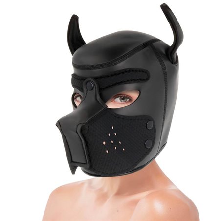 Darkness Black Neoprene Puppy Hood - Maschera da Cane con Museruola Removibile L