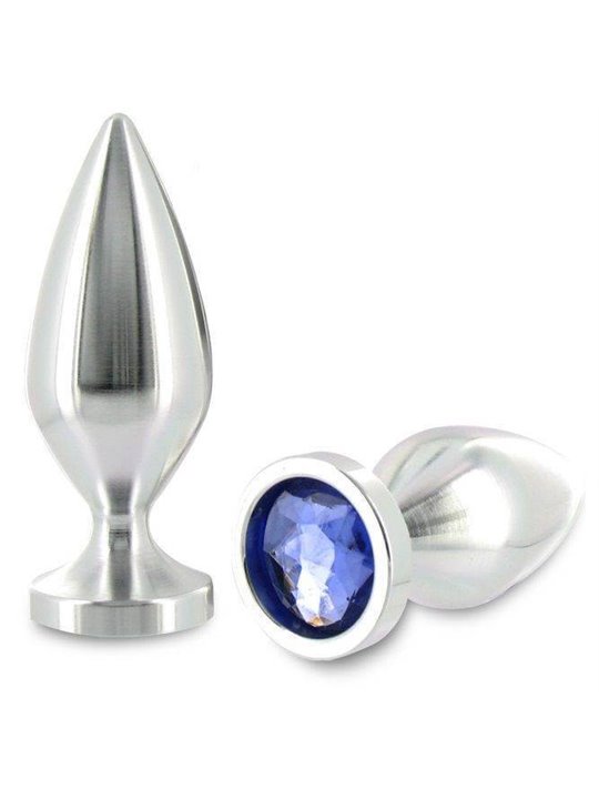 Metal Hard - Anal Plug Aliminum Color Crystal Large 10.16CM