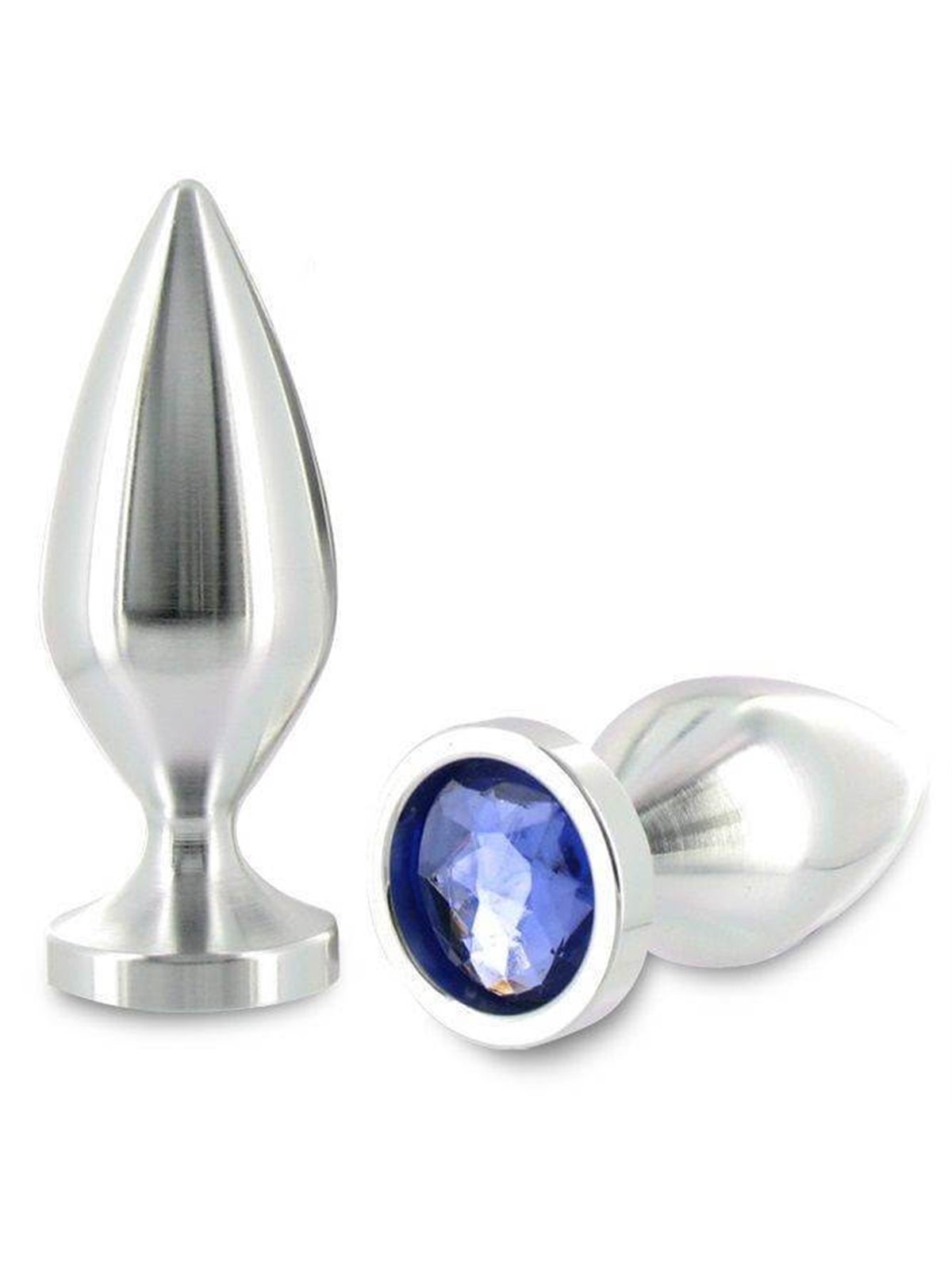 Metal Hard - Anal Plug Aliminum Color Crystal Large 10.16CM