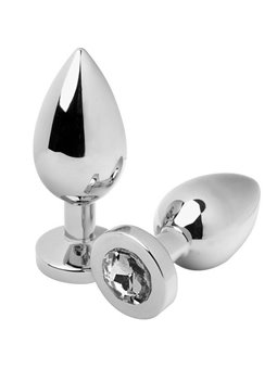 Metalhard Anal Plug Diamond Clear Medium  7.62Cm